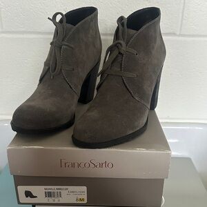 Franco Sarto Gray Suede Lace-Up Ankle Booties